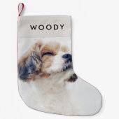 ドッグフォトクリスマス |ペットモダンミニマルの名前 スモールクリスマスストッキング (正面)