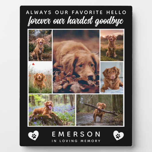ドッグフォトコラージュお気に入りのハローハードバイ フォトプラーク (正面)