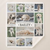 ドッグフォトコラージュシンプルモダン白黒 シェルパブランケット (正面)