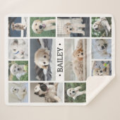 ドッグフォトコラージュシンプルモダン白黒 シェルパブランケット (正面(横))