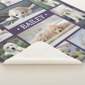 ドッグフォトコラージュシンプルモダン紫と白 シェルパブランケット (3/4)