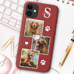ドッグフォトコラージュモノグラムテラコッタペット iPhone 11 ケース<br><div class="desc">今は運この最高の犬のペットフォトiPhoneケースと一緒に行くカスタム所であなたの友人と一緒に。この2枚の写真コラージュとハートとポープリントデザインはトレンディーエレガントでカッコいい、可愛い。犬カスタマイズの写真や猫の写真や手の付いたペット！パーソナライズモノグラムのイニシャルと名前の追加。Aは犬の恋人、猫好き、犬の母、犬のパパ、猫の母と猫のパパのために持っている必要がある！誕生日やクリスマスの素晴らしい贈り物。COPYRIGHT © 2020 Judy Burrows,  Black Dog Art - All Rights Reserved</div>