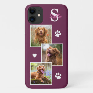 ドッグフォトコラージュモノグラムマゼンタペット iPhone 11 ケース