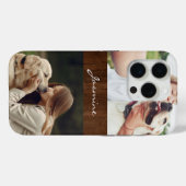 ドッグフォトコラージュ素朴ウッド Case-Mate iPhoneケース (裏面 (横))