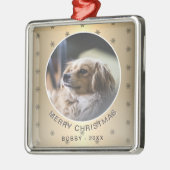 ドッグフォトゴールデンスノーフレークメタリッククリスマス メタルオーナメント (左)