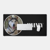 ドッグフォトシンプルブラックカスタム デスクマット (キーボード&マウス)