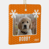 ドッグフォトスノーフレークオレンジペット名クリスマス セラミックオーナメント (右)