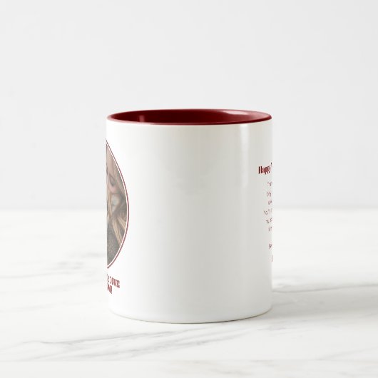 ドッグフォトバレンタインデー愛人メッセージ赤 ツートーンマグカップ (中央)