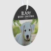 ドッグフォトパインブランチ雪片メリークリスマス オーナメント (正面)