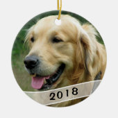ドッグフォトファミリーペット日付 セラミックオーナメント (正面)
