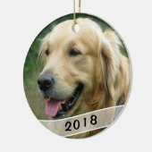 ドッグフォトファミリーペット日付 セラミックオーナメント (左)