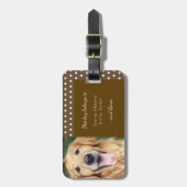 ドッグフォトファミリー名水玉模様ブラウン ラゲッジタグ (正面縦)