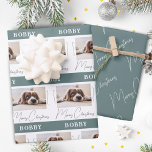 ドッグフォトペットファミリーミニマリストMerry Christmas ラッピングペーパーシート<br><div class="desc">犬の写真ペット家族ミニマルなメリークリスマスラッピング紙シート。写真と名前を追加する素晴らし犬のオーナーだ。</div>
