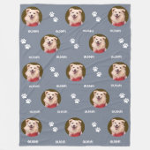 ドッグフォトペット名ポープリントグレーフリースブランケット フリースブランケット (正面)