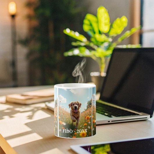 ドッグフォトペット名文字 コーヒーマグカップ