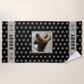 ドッグフォトポープリントドッグボーンパーソナライズされたビーチ ビーチタオル (正面)