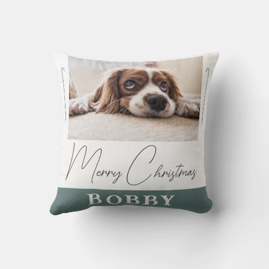 ドッグフォトミニマリストメリークリスマス クッション (裏面)