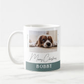 ドッグフォトミニマリストメリークリスマス コーヒーマグカップ (左)