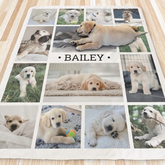 ドッグフォトモダンコラージュミニマル白黒 シェルパブランケット