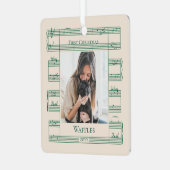 ドッグフォト初めてのクリスマスウーフウーフシートミュージック メタルオーナメント (正面左)