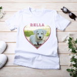 ドッグフォト名ハート犬のオーナーTシャツ Tシャツ<br><div class="desc">犬写真名ハート犬のオーナーTシャツ。犬を素晴らし飼った女性のTシャツだ。</div>