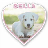 ドッグフォト名ピンクハート犬のオーナーハート シール (正面)