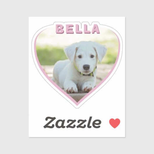 ドッグフォト名ピンクハート犬のオーナーハート シール (シート)