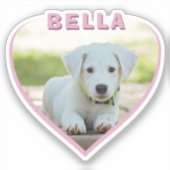 ドッグフォト名ピンクハート犬のオーナーハート シール (正面)