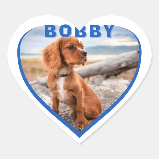 ドッグフォト名ブルーハートドッグ ハートシール (正面)