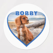ドッグフォト名ブルーハートドッグ ラベル (デザイン2)