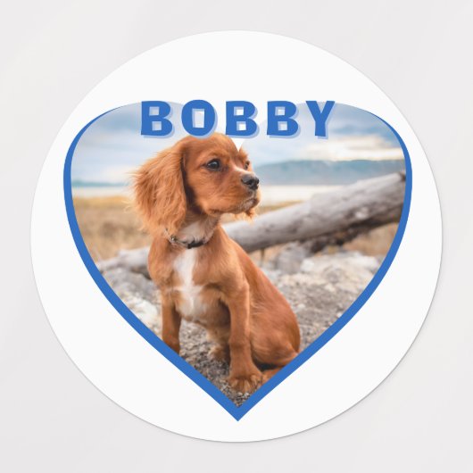 ドッグフォト名ブルーハートドッグ ラベル (デザイン1)