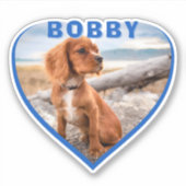 ドッグフォト名ブルーハート犬のオーナーハート シール (正面)