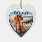 ドッグフォト名ブルーハート犬のオーナー記念 セラミックオーナメント (右)