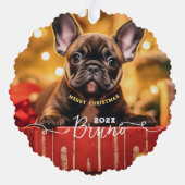 ドッグフォト名前をカスタムすると文字 オーナメントカード (裏面)