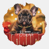 ドッグフォト名前をカスタムすると文字 オーナメントカード (正面)