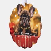 ドッグフォト名前をカスタムすると文字 オーナメントカード (左)