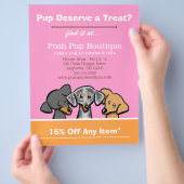 ドッグブティックショップスリーパップピンククーポンアド チラシ (手)