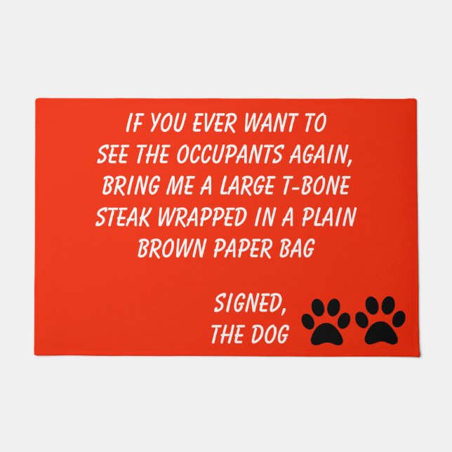 ドッグブラックメイル焼きオレンジ色 ドアマット (正面)