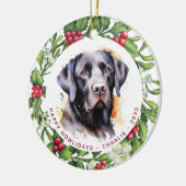 ドッグブラックラブラドールパーソナライズされたリースクリスマス セラミックオーナメント (左)
