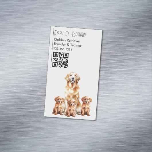 ドッグブリーダーのトレーナーゴールデンレトリバーQRコード マグネット名刺 (インサイチュ)