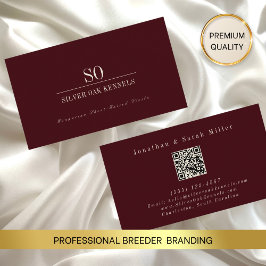ドッグブリーダー QRコード ケンネル モノグラム バーガンディ アイボリー 名刺