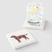 ドッグプレイドバッファローチェックシルエットクリスマス ストーンコースター (横)