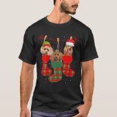 ドッグプードルクリスマスソックおもしろいスクリスマスパジャマペットP Tシャツ (正面)