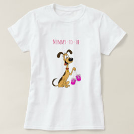 ドッグベイビー女子シャワー お腹のママさんギフト Tシャツ