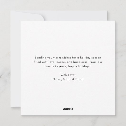 ドッグペットと子供の写真ハッピーハウリデイズクリスマス シーズンカード (裏面)