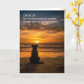 ドッグペットの損失悔やみや弔慰ビーチテーマシルエット カード (黄色い花)