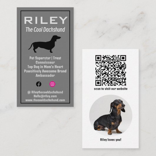 ドッグペットインフルエンサーソーシャルメディアDachshund Wiener 名刺 (正面/裏面)