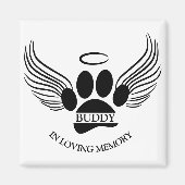 ドッグペットエンジェルウィングス記念名前をカスタムする マグネット (正面)