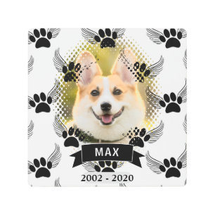 ドッグペットカスタムメモリアル白黒 メタルプリント