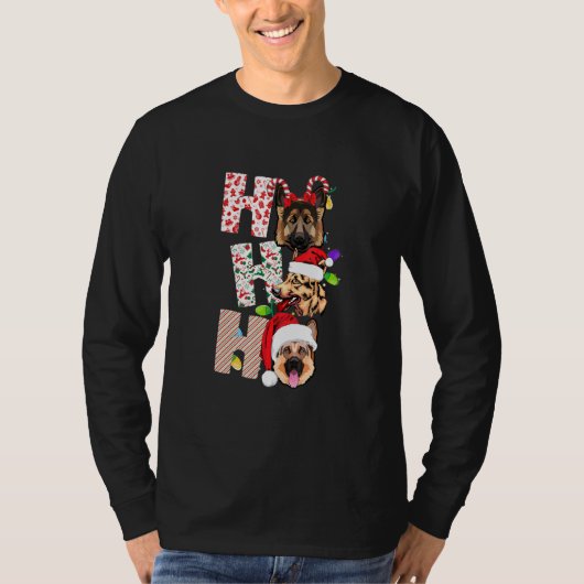 ドッグペットクリスマスのためのクリスマスホーホーホーホーホシェパードドッグ Tシャツ (正面)